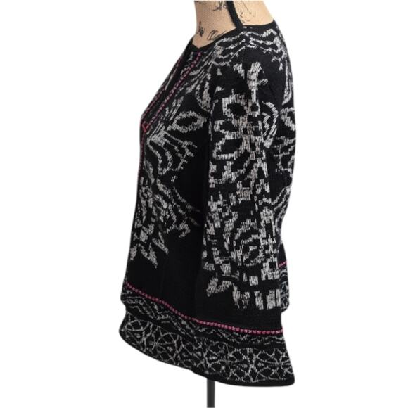 Chico's Black and White Floral Jacket Blazer Size 2 Large - Picture 4 of 7